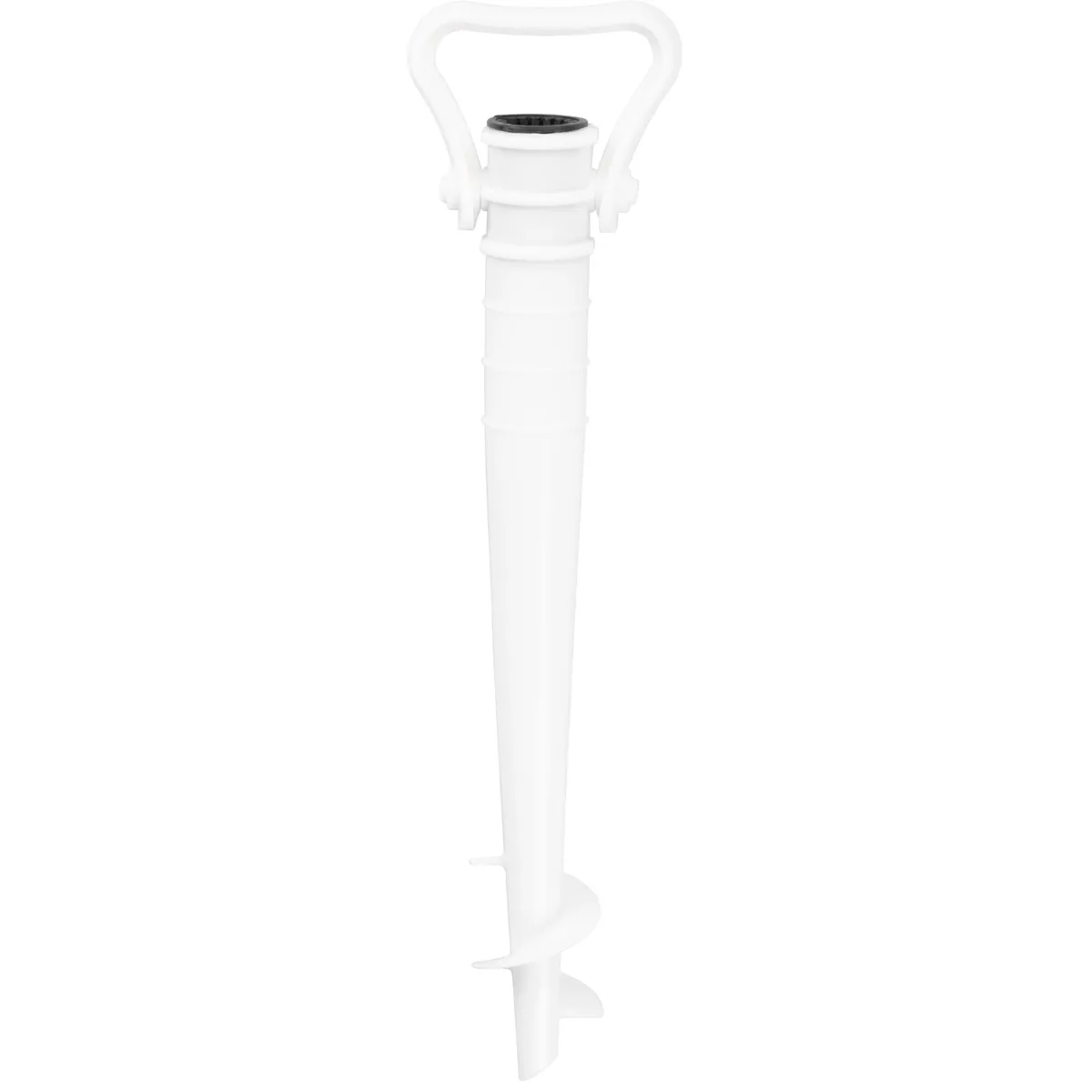 Podstawa do parasola plażowego, wkręcana świdrowa PVC, 43 cm, maszt 19-32 mm, zielono-biała, photo 1 of 6