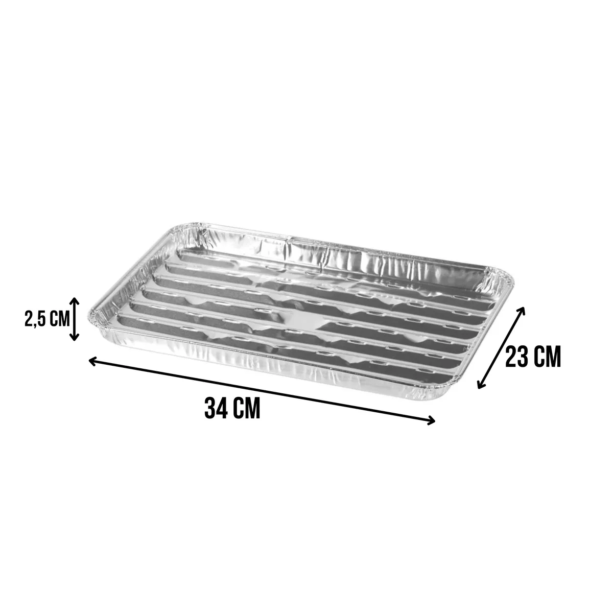 Tacki aluminiowe do grilla, prostokątne, perforowane, zestaw 3 szt., 34x23x2,5 cm, photo 2 of 7