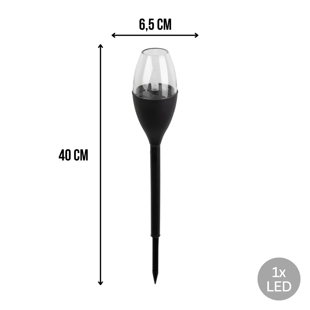 Lampa ogrodowa solarna, efekt płomienia, wbijana, tworzywo sztuczne, 1x LED, Ø 6,5 x 40 cm, photo 1 of 4
