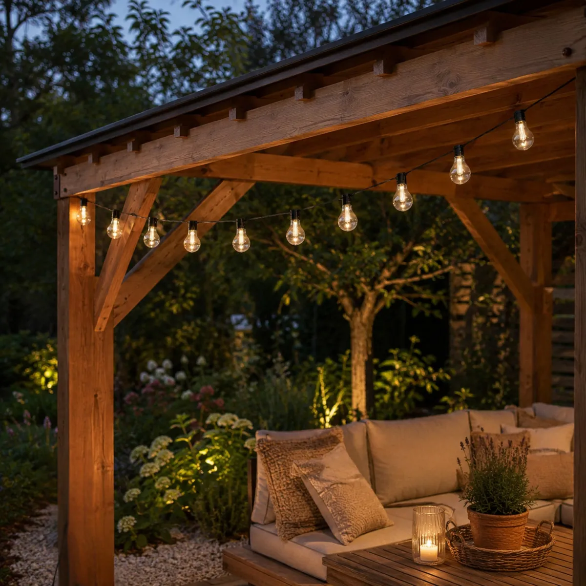 Girlanda ogrodowa solarna LED, 10 żarówek, czujnik zmierzchu, dł. 2,7 m, kabel 3 m, żarówki 6x9 cm, photo 6 of 6