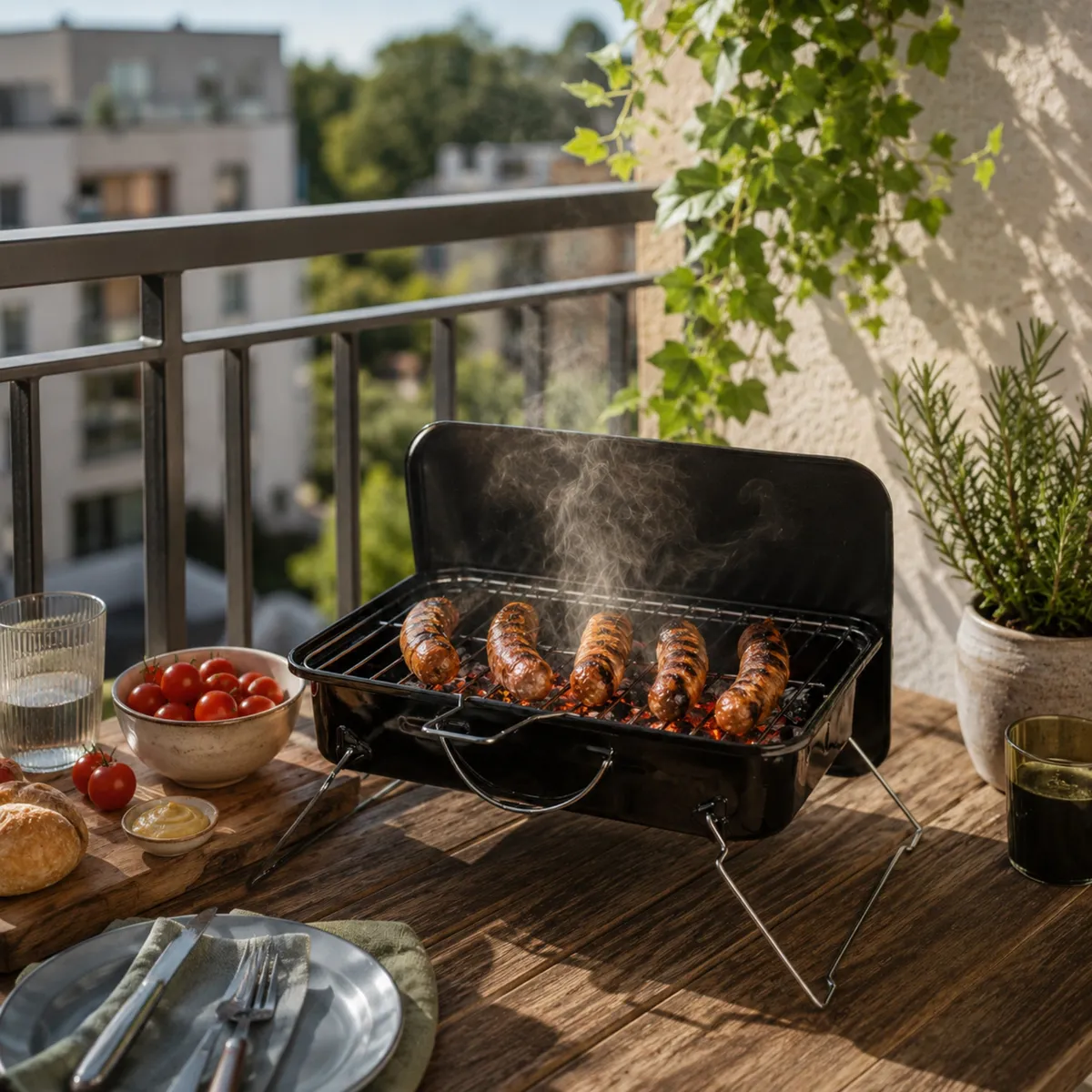 Grill węglowy przenośny, stalowy, do ogrodu i na taras, 37x27x17 cm, photo 3 of 8
