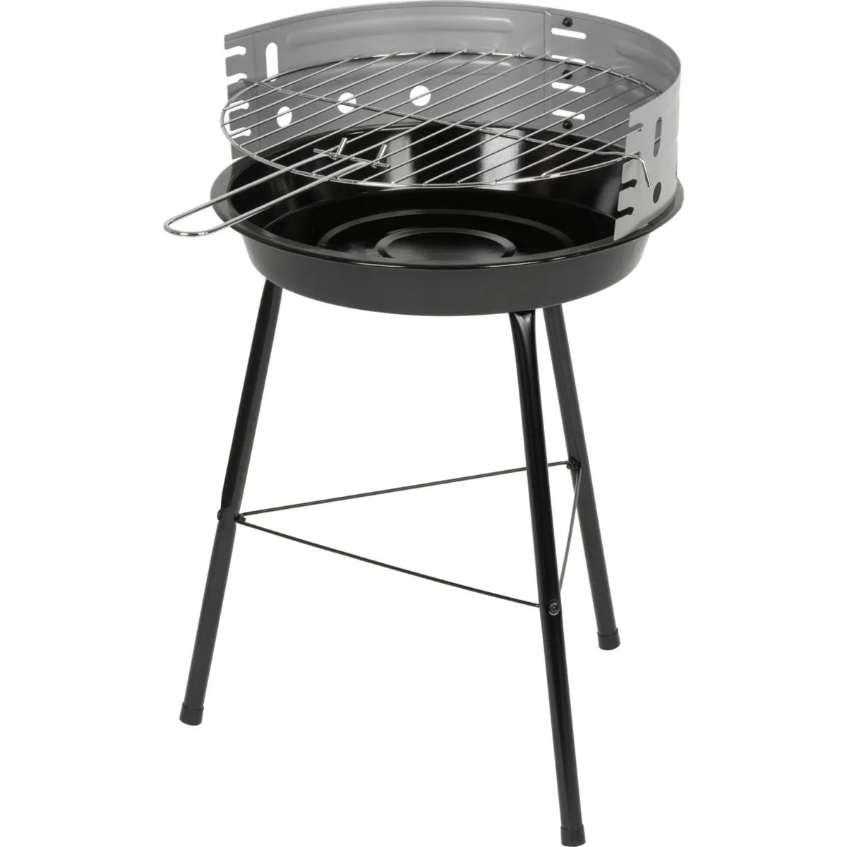Grill węglowy ogrodowy okrągły czarny z rusztem, stalowy, 38 x 38 x 55 cm, photo 1 of 7