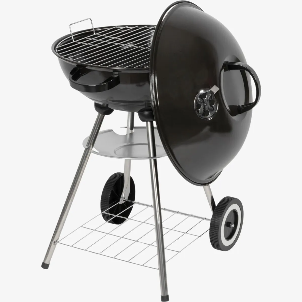 Grill węglowy ogrodowy czarny z rusztem chromowanym i półką, stalowy, 45x52,5x73,5 cm, photo 6 of 8