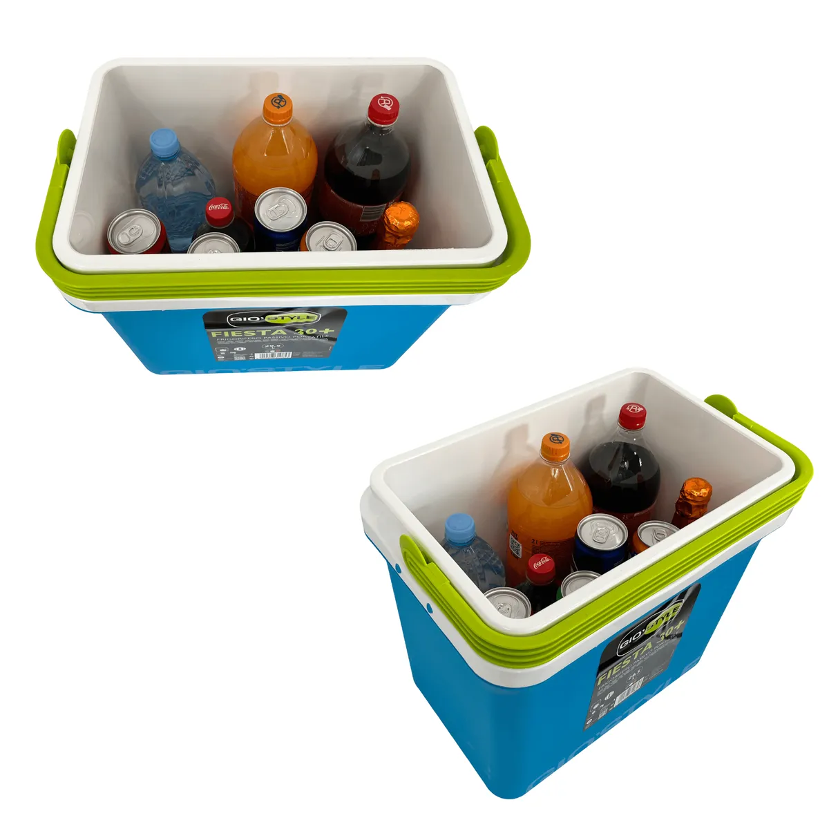 Lodówka turystyczna 29,5L KAMAI FIESTA na wkłady mrożące, błękitna z zieloną pokrywą i uchwytem, photo 4 of 8