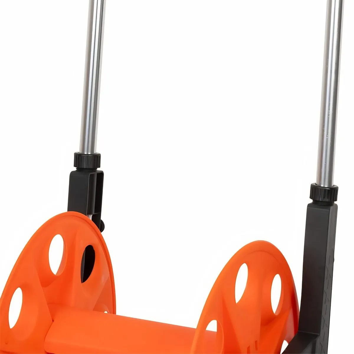 Wózek na wąż ogrodowy, metalowy stelaż, plastikowy bęben, na kołach, rączka teleskopowa 57,5-95 cm, 50 m węża 1/2 cala, zdjęcie 6 z 8