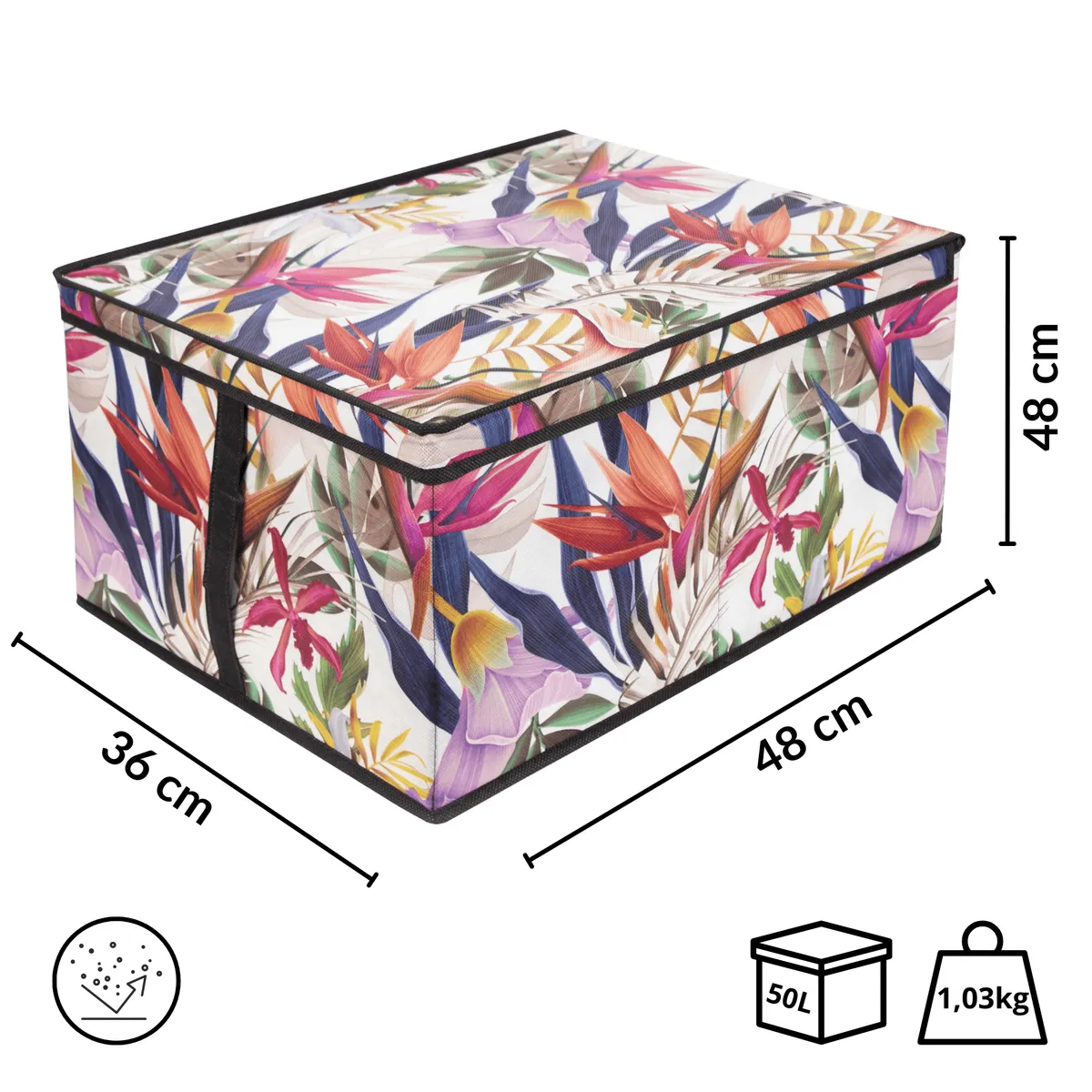 FLORAL w kwiaty organizer do szafy z pokrywą 50x40x25cm, photo 2 of 8