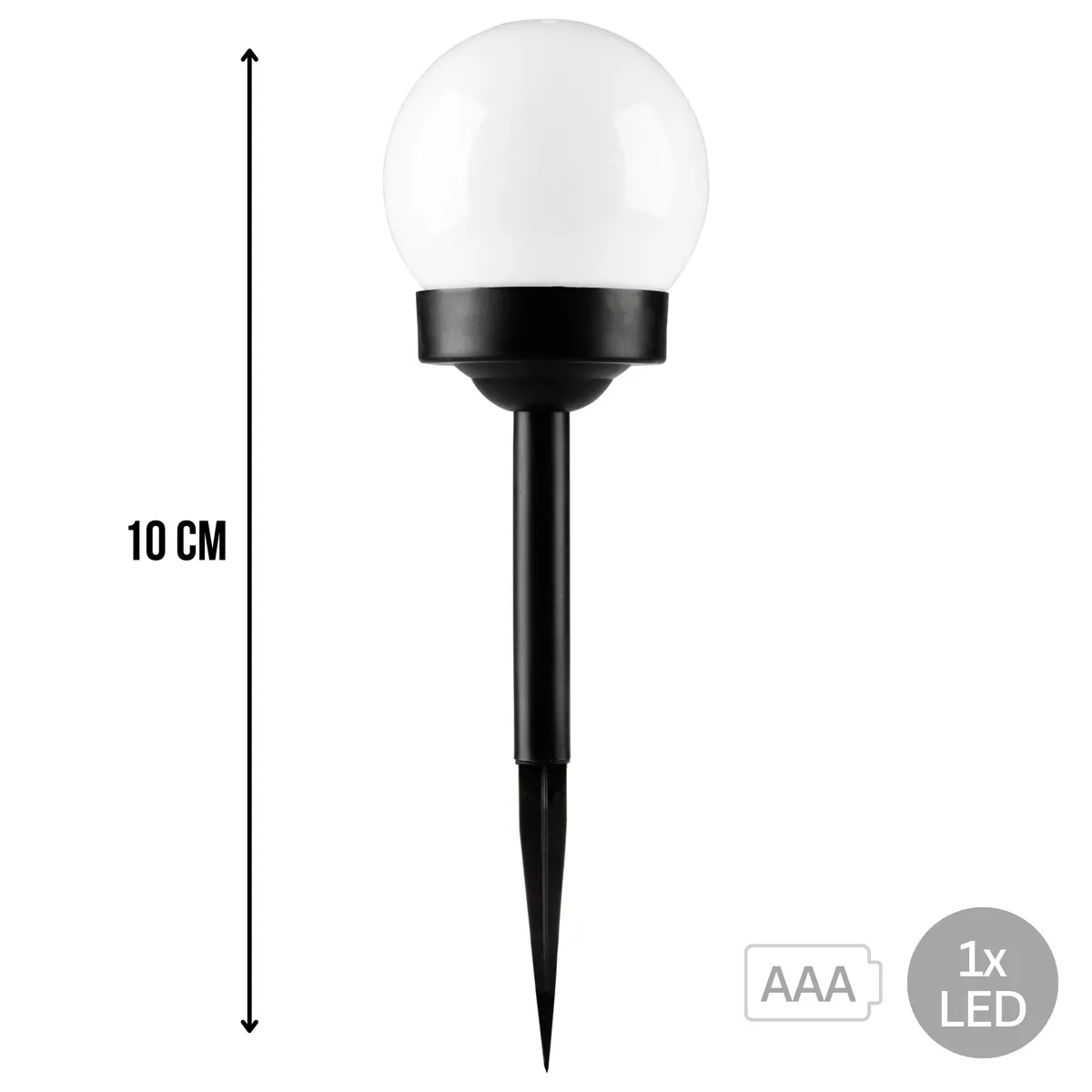 Lampa ogrodowa solarna wbijana, 1x LED, baterie AAA, IP44, wys. 10 cm, zimne światło, photo 1 of 8