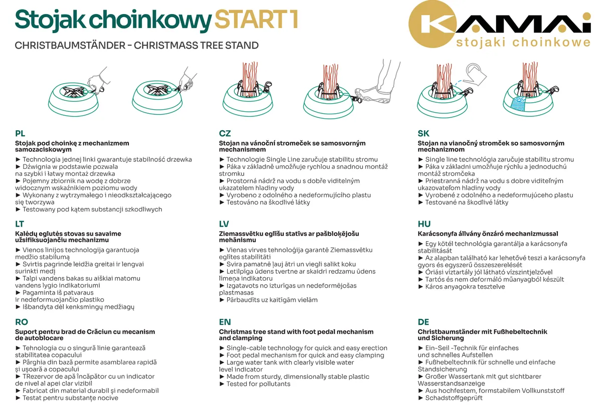 Stojak choinkowy KAMAI START 1 PRO NATURE do drzewka 2,0m NET, photo 7 of 8