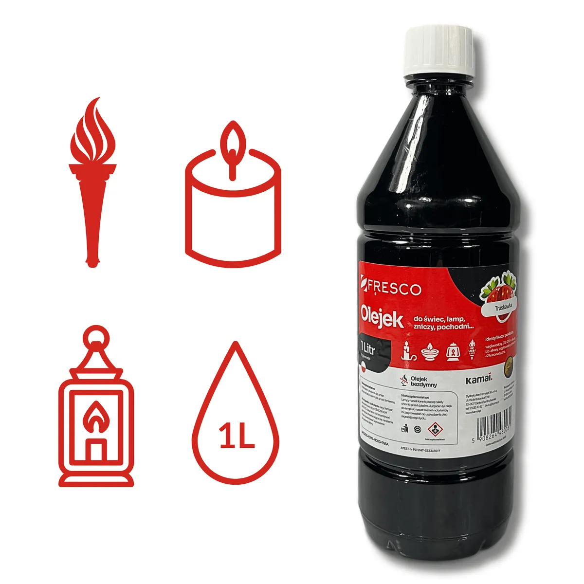 Paliwo olej do lamp, pochodni i świec 1,0L TRUSKAWKA, photo 5 of 8