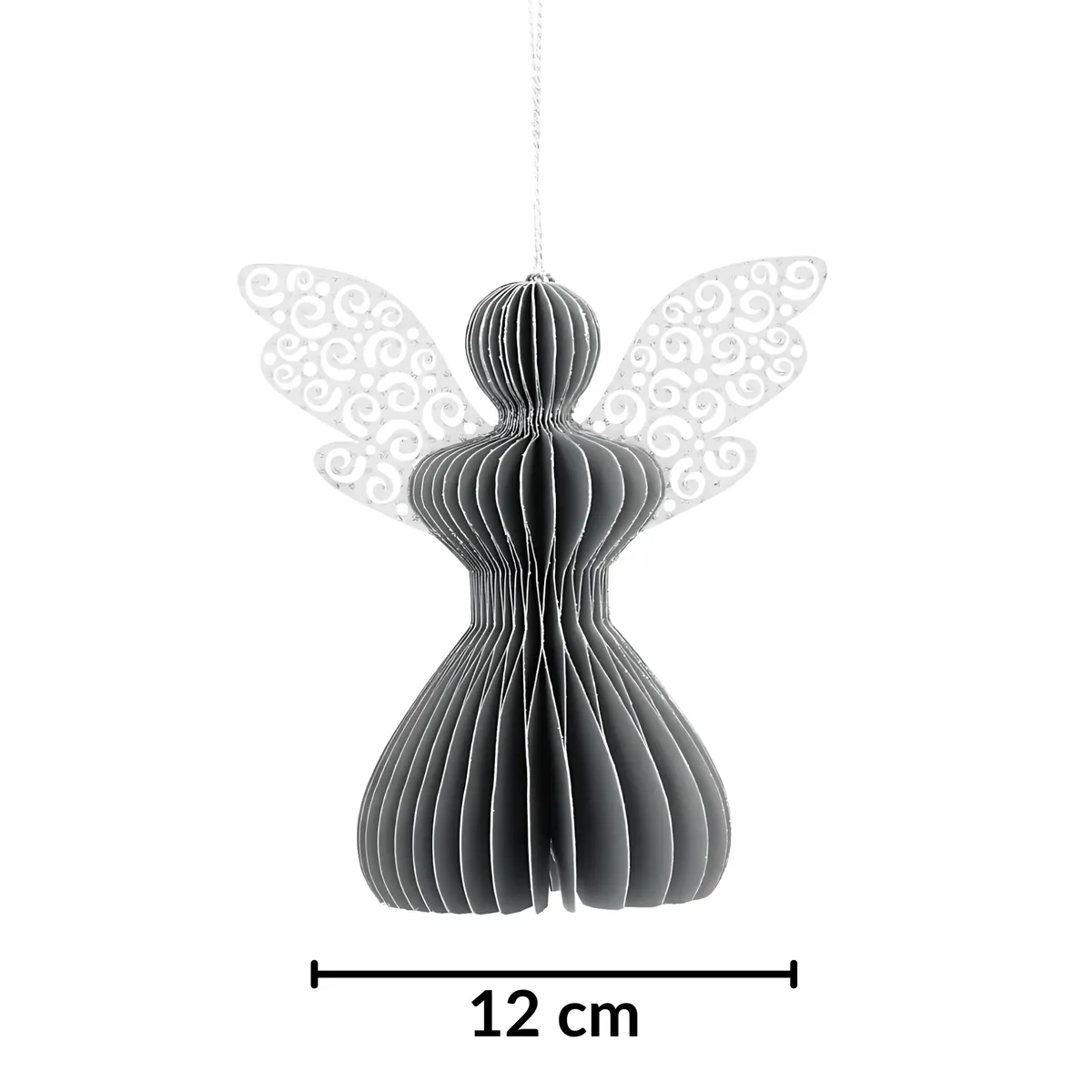 Aniołek papierowy składany 12cm – stylowa szarość, zdjęcie 2 z 7
