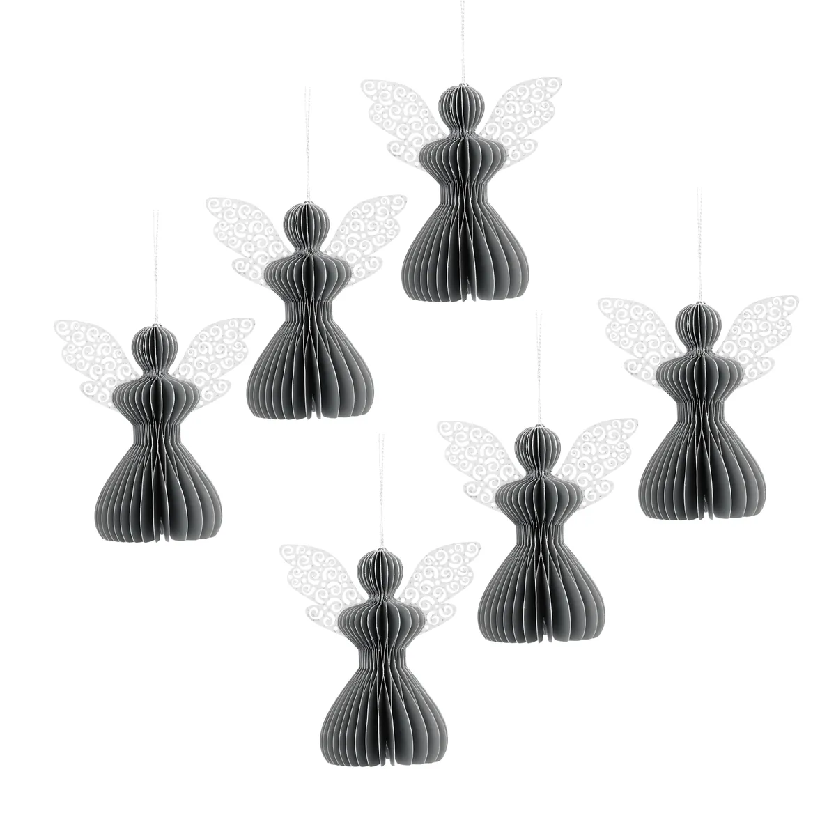 Aniołek papierowy składany 12cm – stylowa szarość, zdjęcie 3 z 7