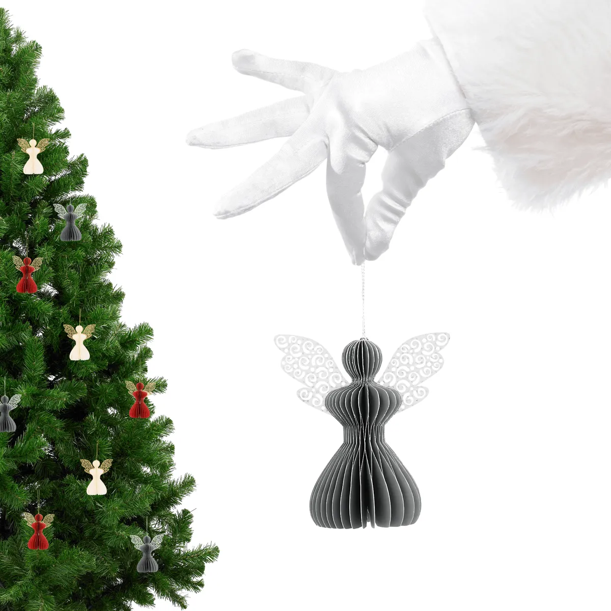 Aniołek papierowy składany 12cm – stylowa szarość, zdjęcie 4 z 7