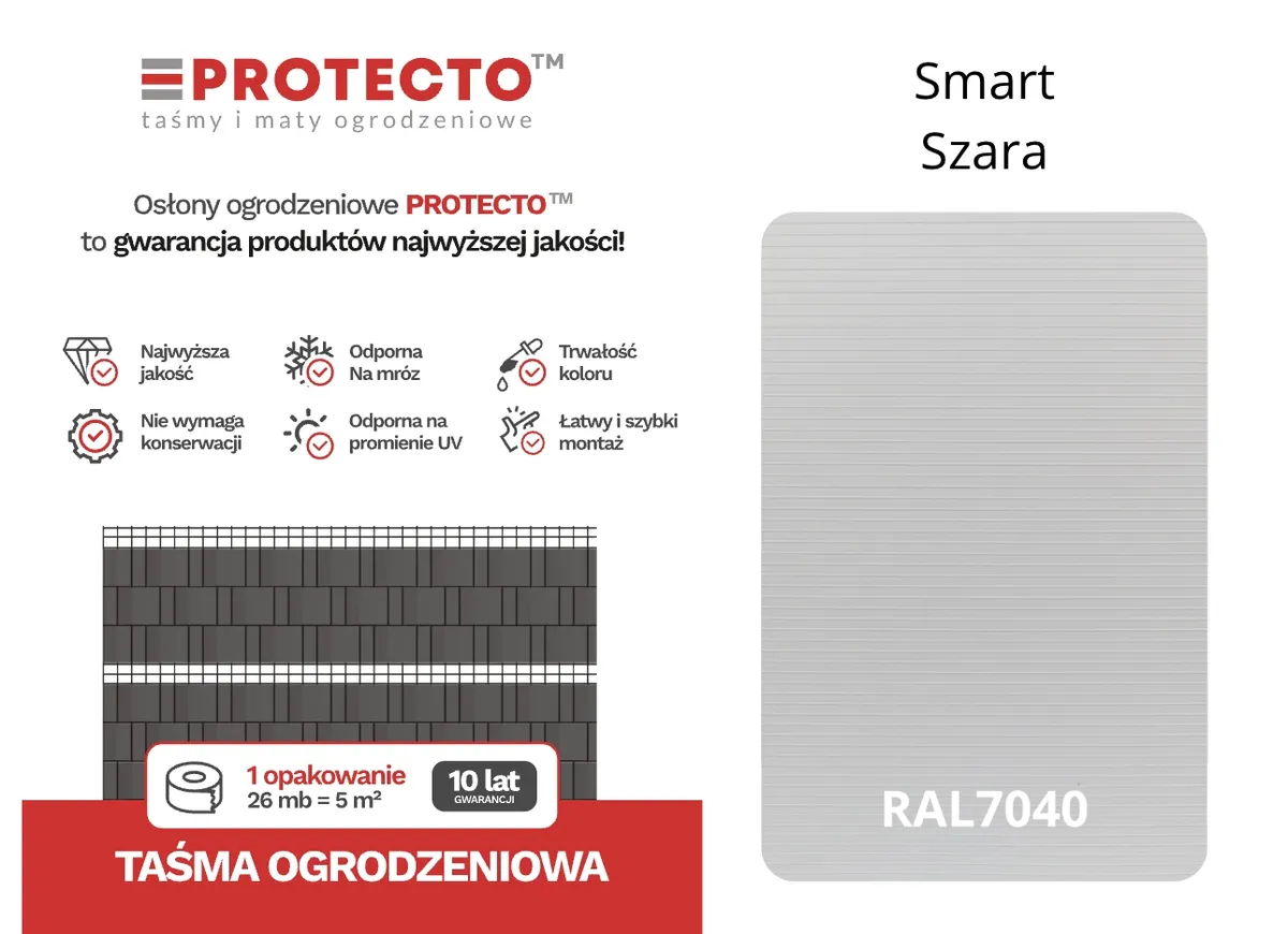 Taśma ogrodzeniowa ROLKA 26mb SMART 19cm PROTECTO™, zdjęcie 3 z 8