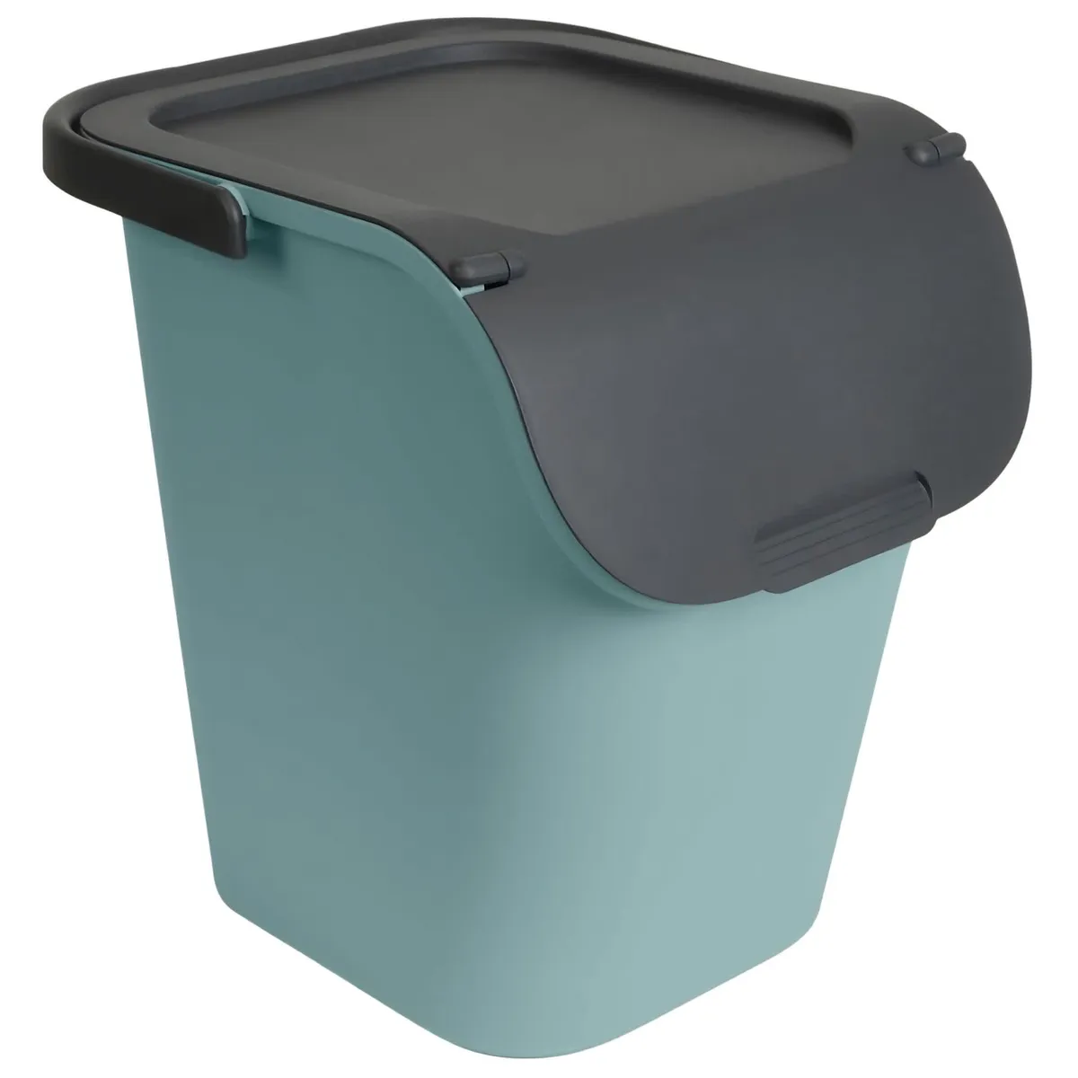 Pojemnik do segregacji 40L 32x16cm z pokrywą, eukaliptusowa zieleń/antracyt, photo 1 of 8