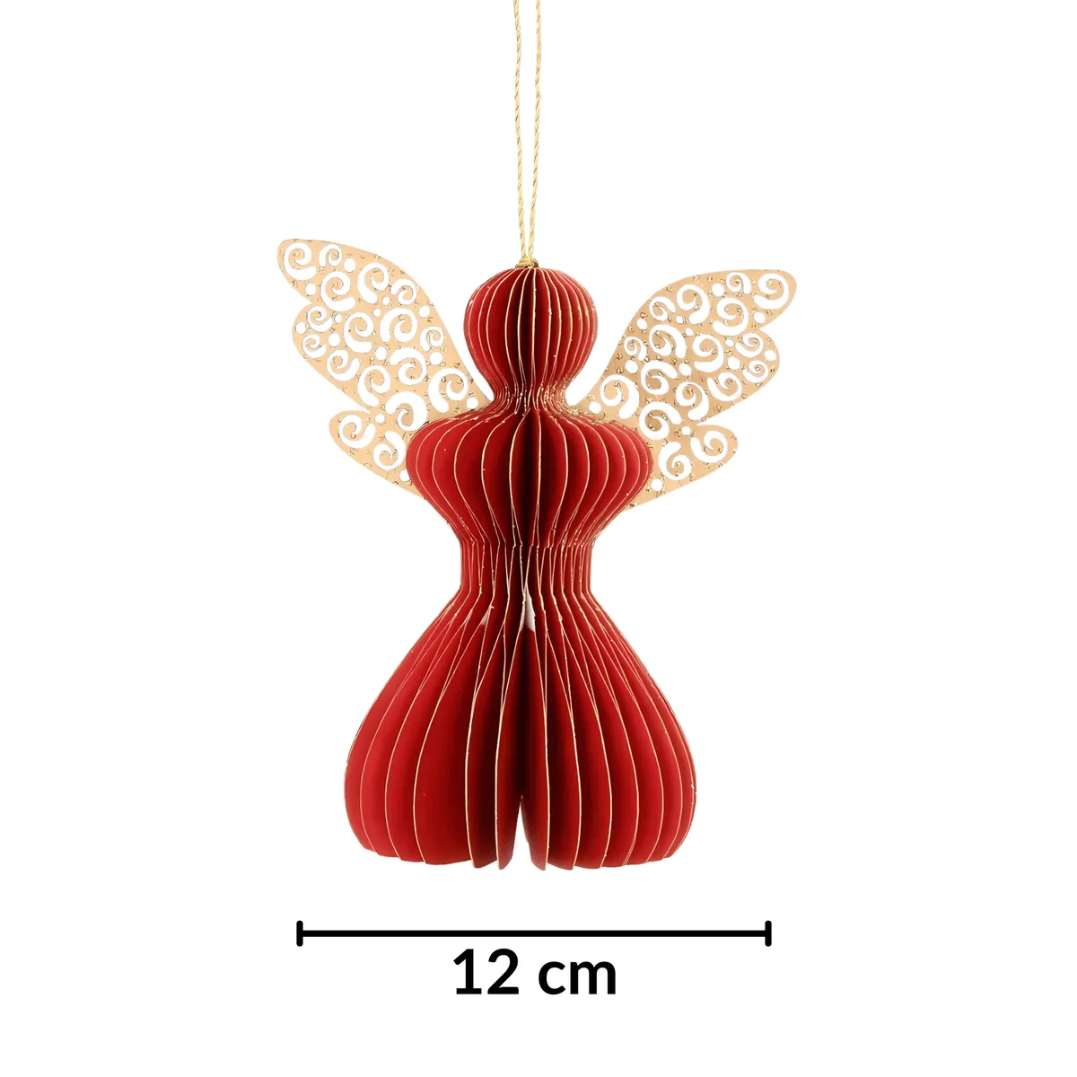 Aniołek papierowy składany 12cm – świąteczna czerwień, zdjęcie 2 z 7
