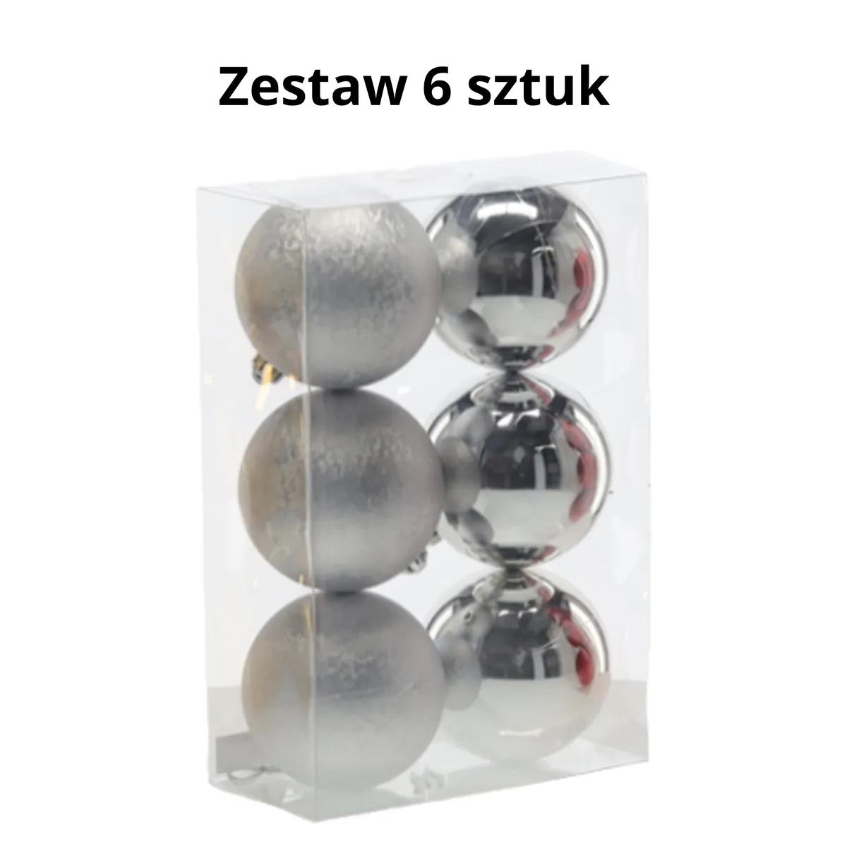 Ekskluzywny zestaw 6 bombek choinkowych 8 CM - srebrny, zdjęcie 1 z 8