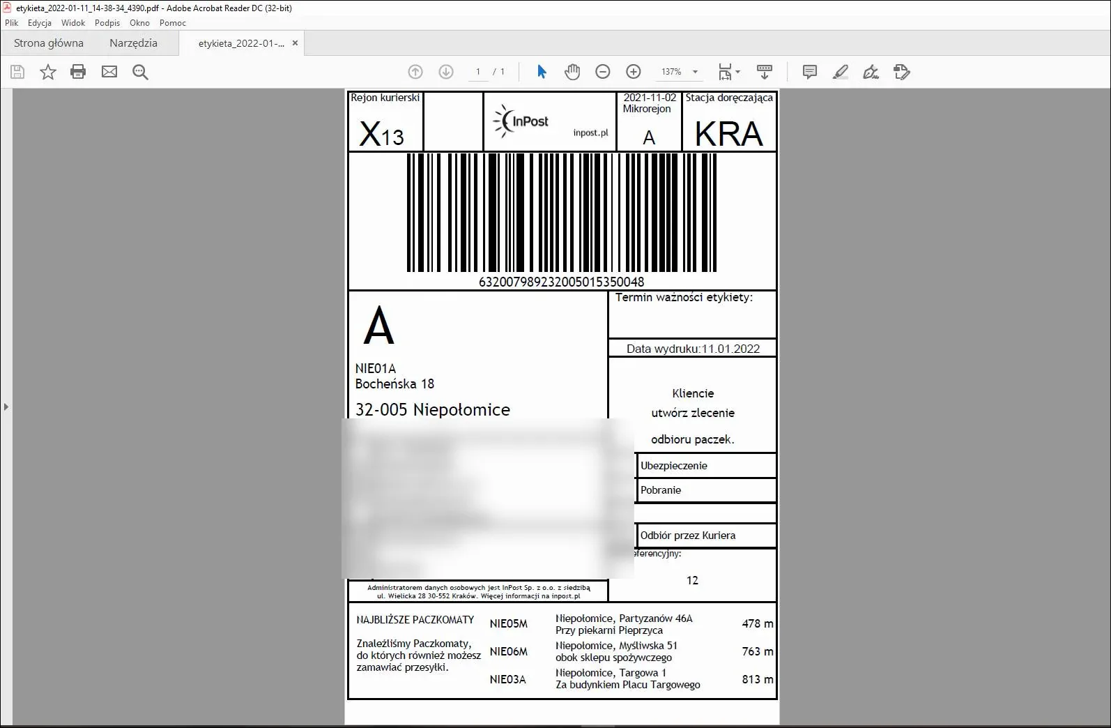 Correct InPost A6 label