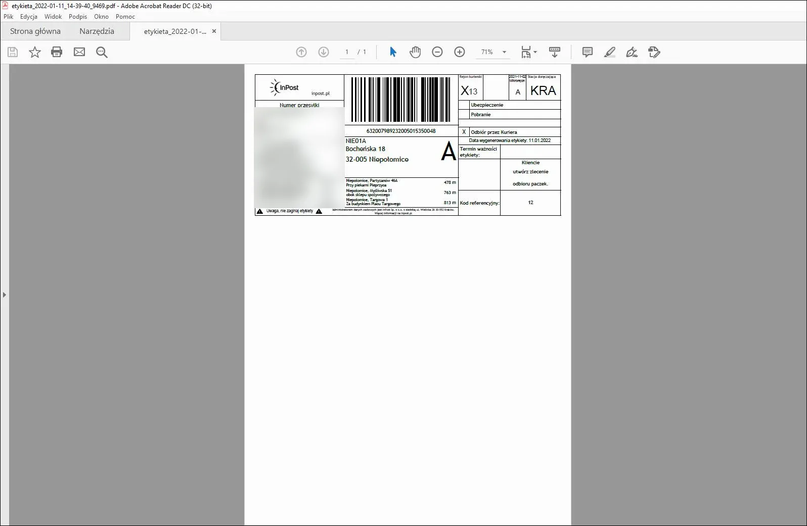 Incorrect InPost label: a small label in the corner of an A4 sheet