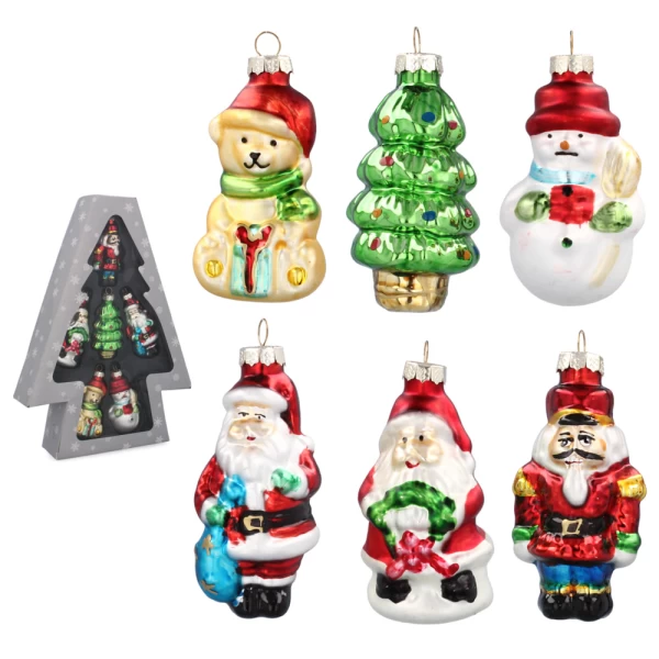 Kerstboomversiering MIX set van 6 stuks GLAS - EAN: 5900779831568 - Home>Seizoens- en kerstversieringen>Kerstversieringen>Bables