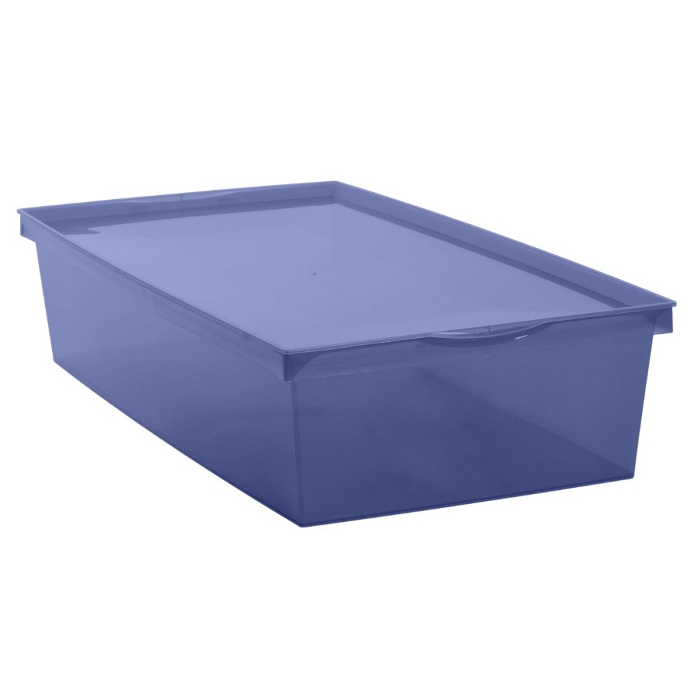 塑料容器 33 升水晶带盖蓝色 - EAN：3086960243616 - 主页>家具>衣柜和储物>盒子和行李箱