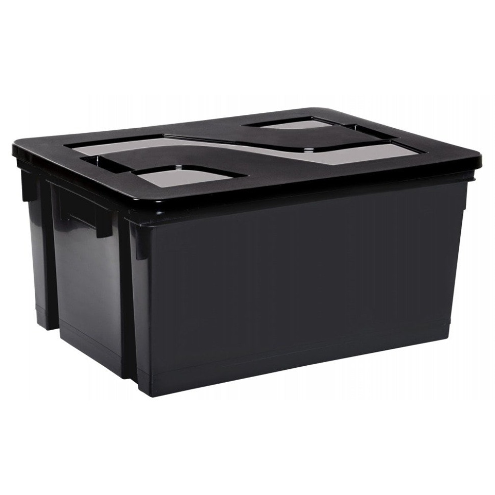 Plastic container 50L HANDLING with lid DARK GRAY - EAN: 3086960100186 - Home>Furniture>Wardrobes and storage>Boxes and chests
