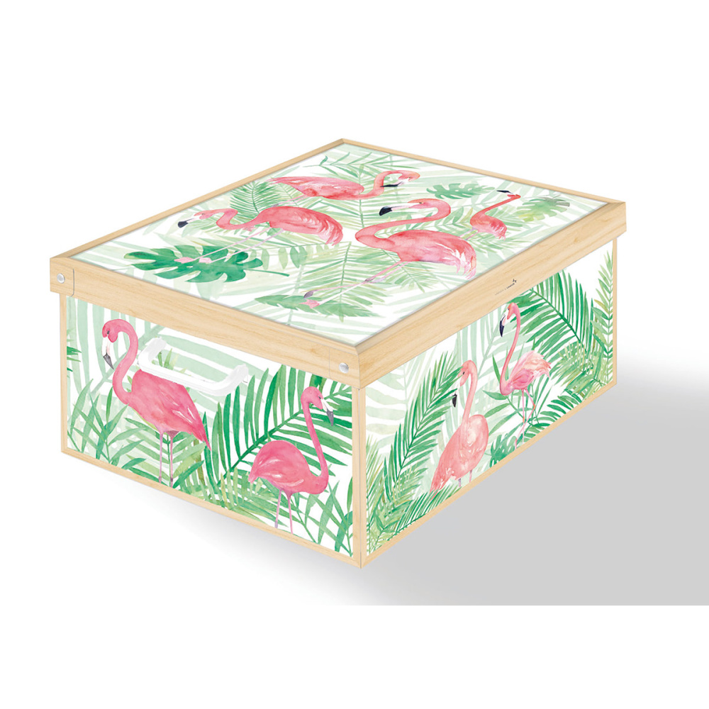 Декоративная картонная коробка MAXI FLAMINGI - EAN: 8006843990913 - Главная> Хранение> Картонные коробки> С крышкой