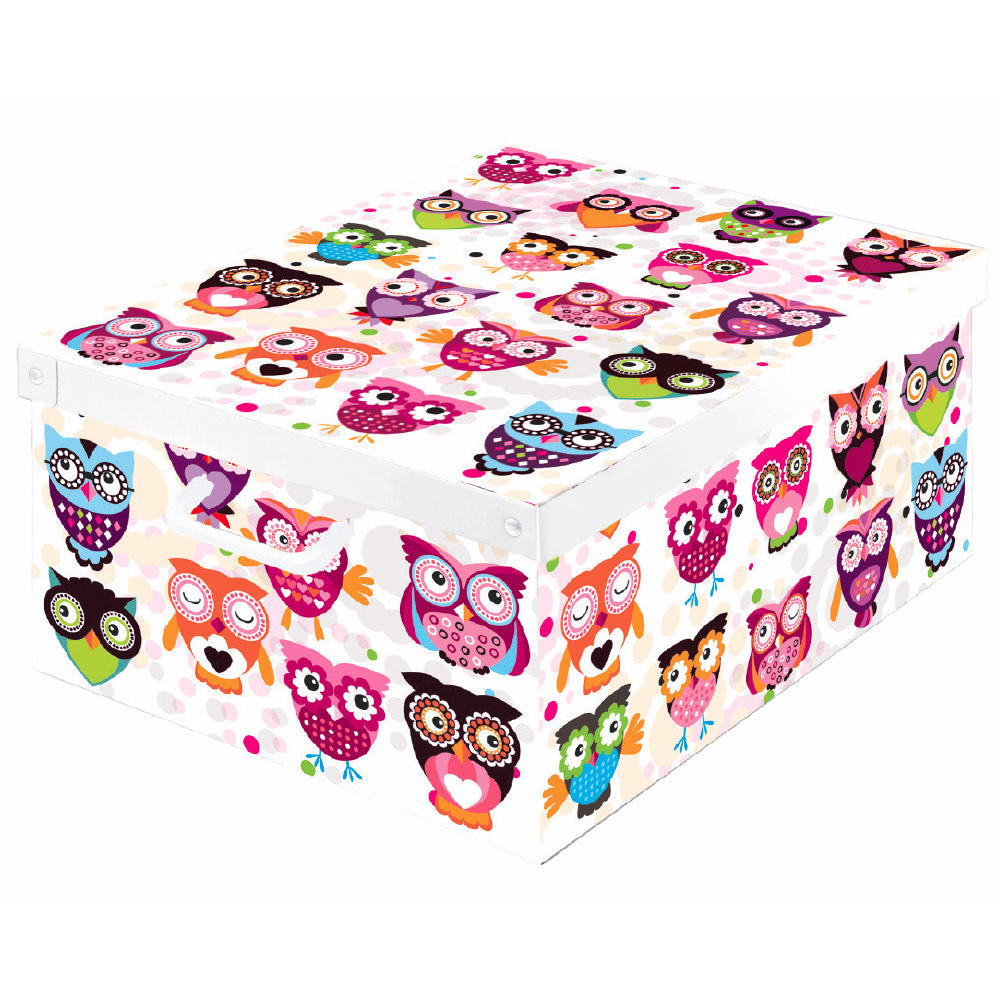 Caja de cartón decorativa MAXI BÚHOS - EAN: 8006843990463 - Inicio> Almacenamiento> Cajas de cartón> Con tapa