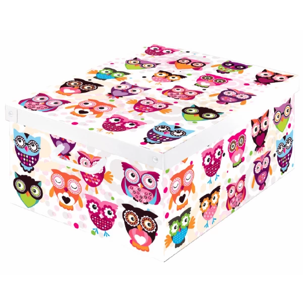 Boîte en carton décorative MAXI OWLS - EAN: 8006843990463 - Accueil> Rangement> Boîtes en carton> Avec couvercle
