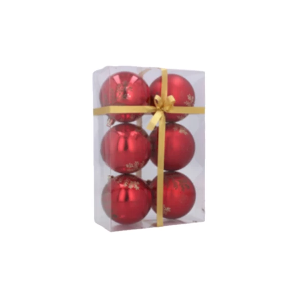 Christmas balls 8 cm, set of 6 pcs. RED W3 - EAN: 5901685831345 - Home> Seasonal and holiday decorations> Christmas decorations> Christmas balls