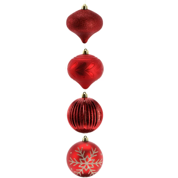Christmas tree balls 10cm set 4pcs RED - EAN: 5901685836395 - Home>Seasonal and Christmas decorations>Christmas decorations>Baubles