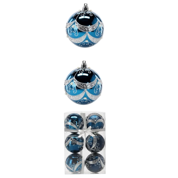 Christmas balls BLUE 8cm set 6pcs BAROK - EAN: 5901685836432 - Home>Seasonal and Christmas decorations>Christmas decorations>Baubles