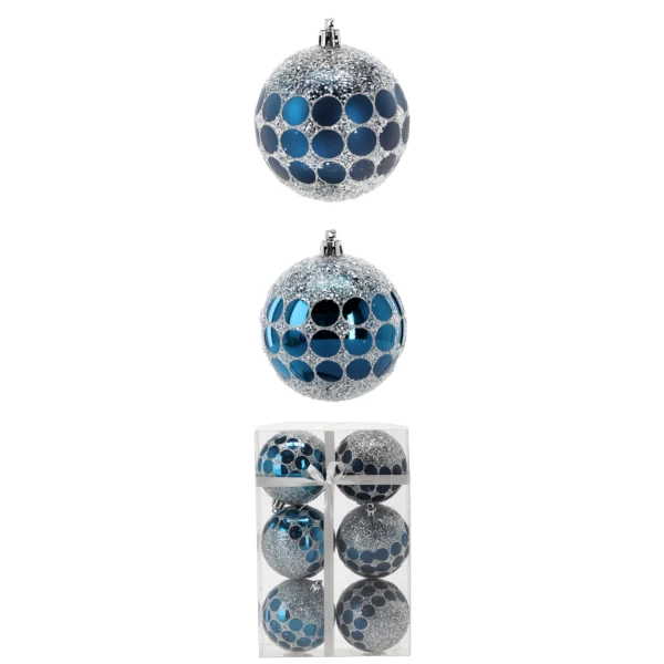 Christmas tree balls BLUE 8cm set of 6 EYES PEACOCK - EAN: 5901685836425 - Home>Seasonal and Christmas decorations>Christmas decorations>Baubles