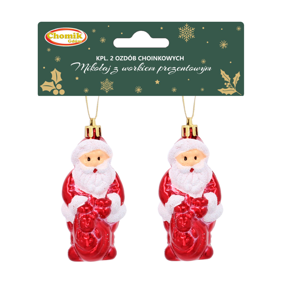 Sada vianočných ozdôb Santa Claus s vrecom 2ks - EAN: 5900779839267 - Domov>Sezónne a vianočné ozdoby>Vianočné ozdoby>Čačky