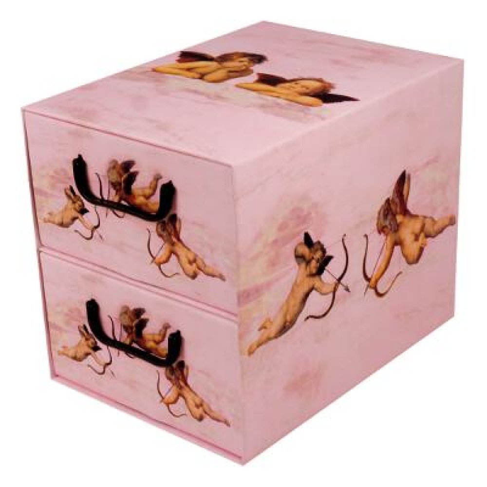Kartónová krabica s 2 vertikálnymi zásuvkami RUŽOVÉ ANJELY - EAN: 5901685833837 - Domov>Skladovanie>Kartónové krabice>So zásuvkami