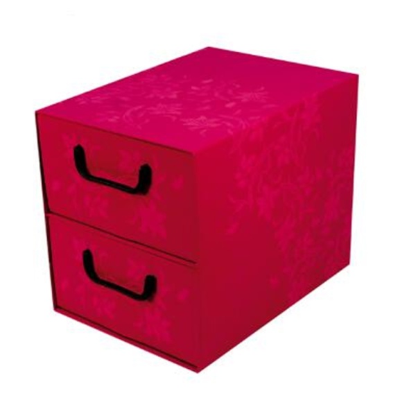 Pudełko kartonowe 2 szuflady pionowe BAROKOWE KWIATY AMARYNT - EAN: 35.5 - Dom>Przechowywanie>Pudełka kartonowe>Z szufladami