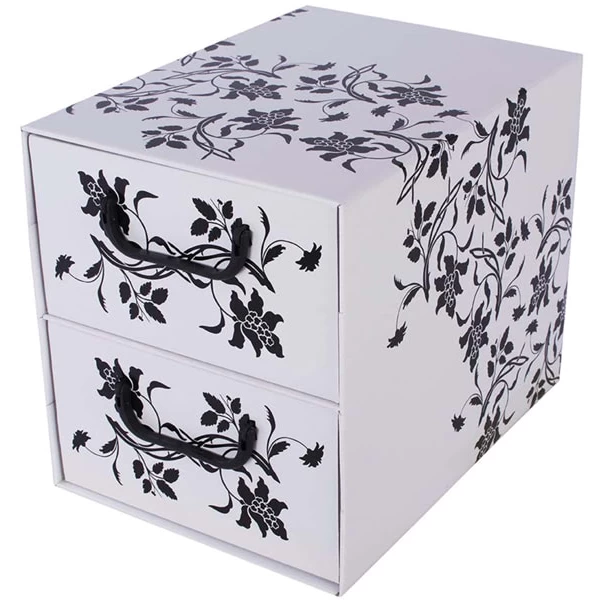 Cardboard box with 2 vertical drawers BAROQUE WHITE FLOWERS - EAN: 8033695871060 - Home>Storage>Carton boxes>With drawers