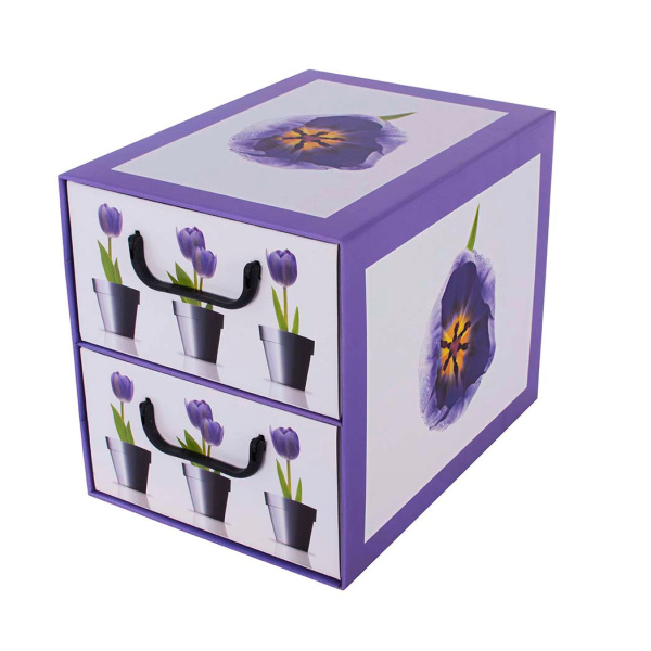Pudełko kartonowe 2 szuflady pionowe DONICZKI TULIPANY - EAN: 8033695871251 - Dom>Przechowywanie>Pudełka kartonowe>Z szufladami
