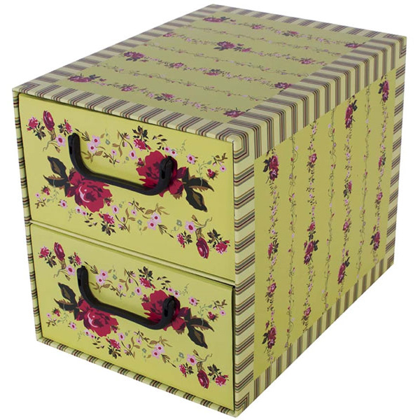 Pudełko kartonowe 2 szuflady pionowe PROWANSALSKIE ZIELONE - EAN: 8033695871022 - Dom>Przechowywanie>Pudełka kartonowe>Z szufladami