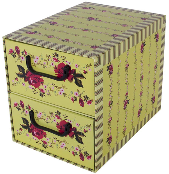 Pudełko kartonowe 2 szuflady pionowe PROWANSALSKIE ZIELONE - EAN: 35.5 - Dom>Przechowywanie>Pudełka kartonowe>Z szufladami