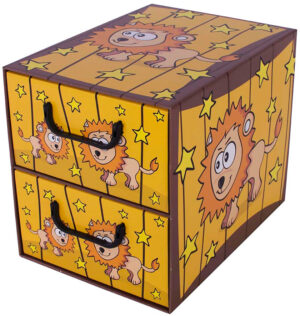 Pudełko kartonowe 2 szuflady pionowe SAWANNA LEW - EAN: 35.5 - Dom>Przechowywanie>Pudełka kartonowe>Z szufladami