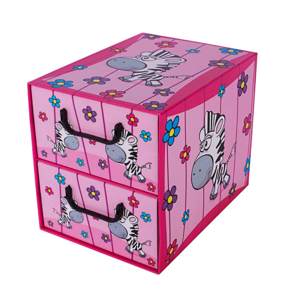 Pudełko kartonowe 2 szuflady pionowe SAWANNA ZEBRA - EAN: 35.5 - Dom>Przechowywanie>Pudełka kartonowe>Z szufladami