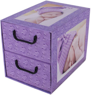 Pudełko kartonowe 2 szuflady pionowe ŚPIĄCE DZIECI AMETYST - EAN: 35.5 - Dom>Przechowywanie>Pudełka kartonowe>Z szufladami