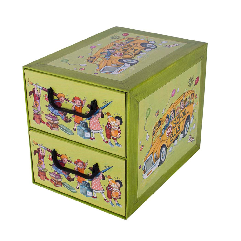 Cardboard box with 2 vertical drawers KIDS SCHOOL - EAN: 8033695871169 - Home>Storage>Carton boxes>With drawers