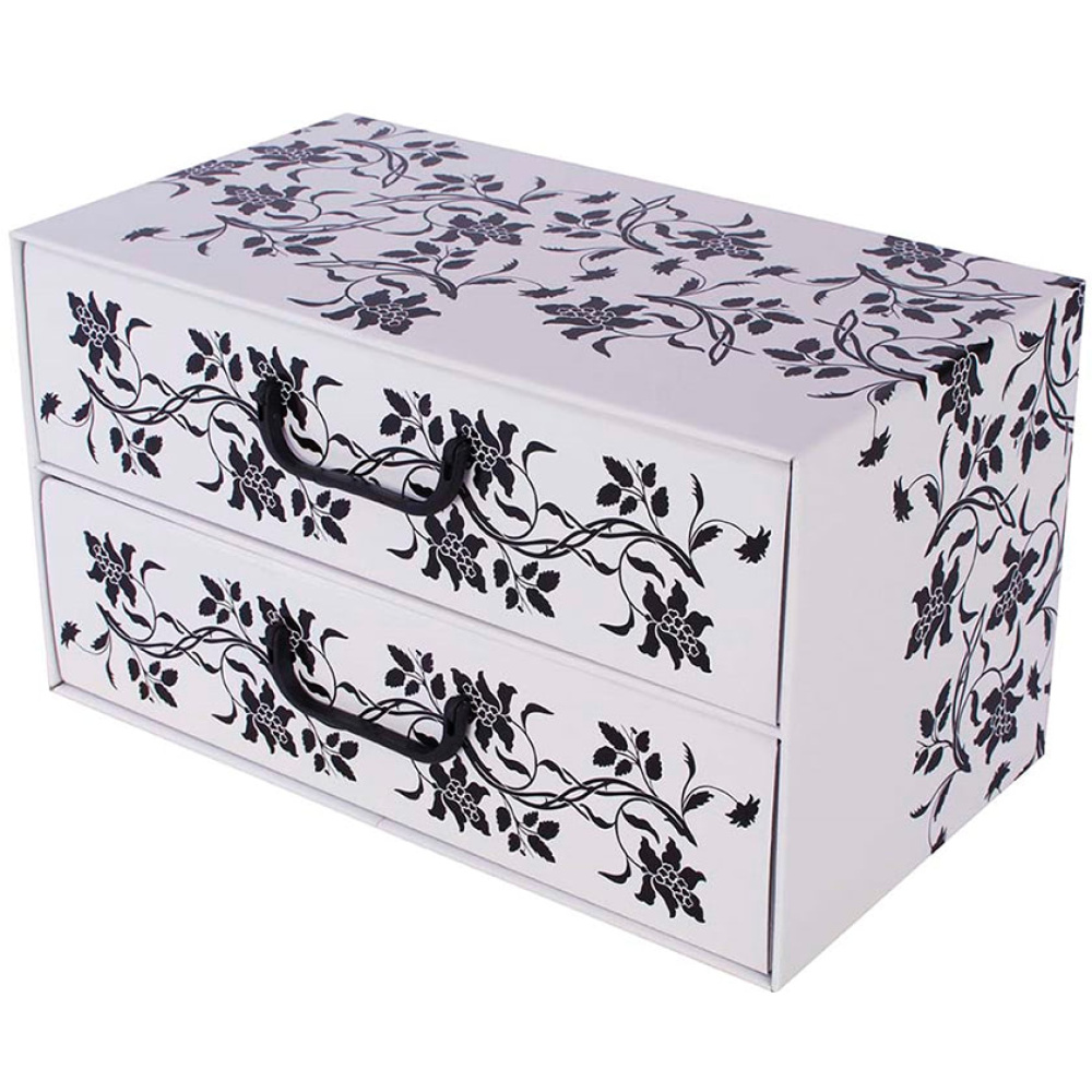 Kartonnen doos met 2 horizontale lades BAROK WITTE BLOEMEN - EAN: 8033695876065 - Home>Opbergers>Kartonnen dozen>Met lades