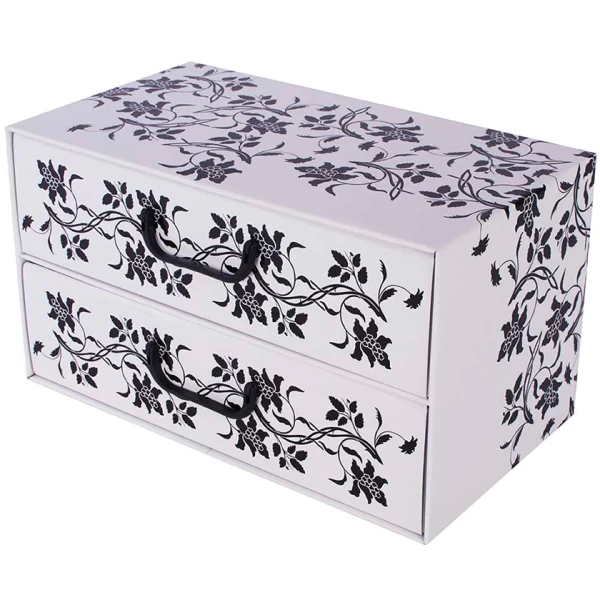 Cardboard box with 2 horizontal drawers BAROQUE WHITE FLOWERS - EAN: 8033695876065 - Home>Storage>Carton boxes>With drawers