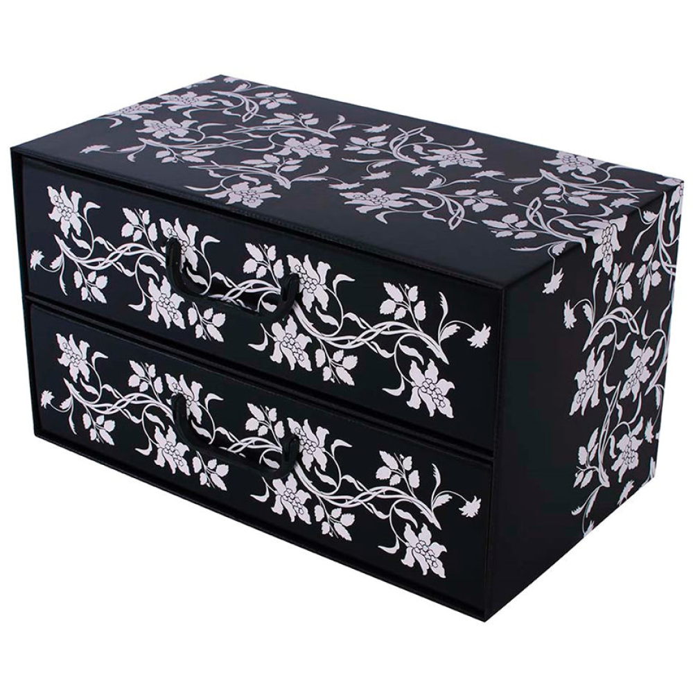 Kartonnen doos met 2 horizontale lades BAROK BLOEMEN ZWART - EAN: 8033695876058 - Home>Opbergers>Kartonnen dozen>Met lades