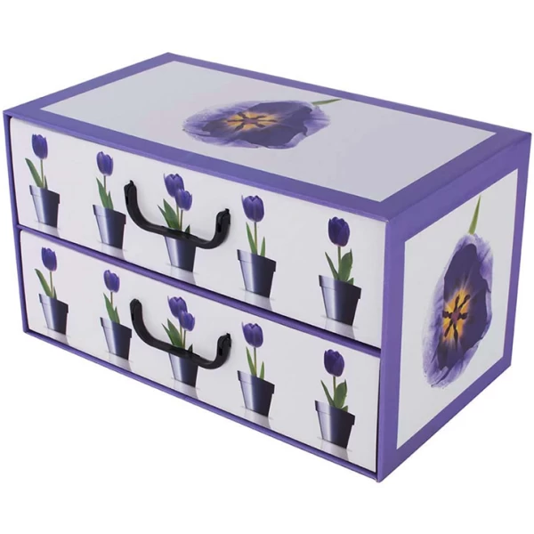 Pudełko kartonowe 2 szuflady poziome DONICZKI TULIPANY - EAN: 8033695876256 - Dom>Przechowywanie>Pudełka kartonowe>Z szufladami