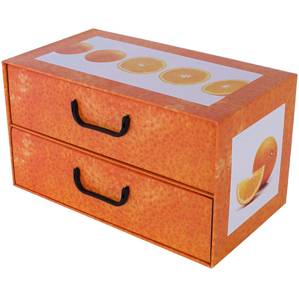 Kartong med 2 horisontella lådor ORANGE FRUKT - EAN: 5901685832120 - Hem>Förvaring>Kartonglådor>Med lådor