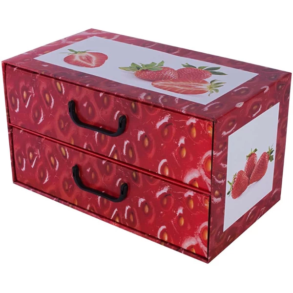 Pudełko kartonowe 2 szuflady poziome OWOCE TRUSKAWKA - EAN: 5901685832076 - Dom>Przechowywanie>Pudełka kartonowe>Z szufladami