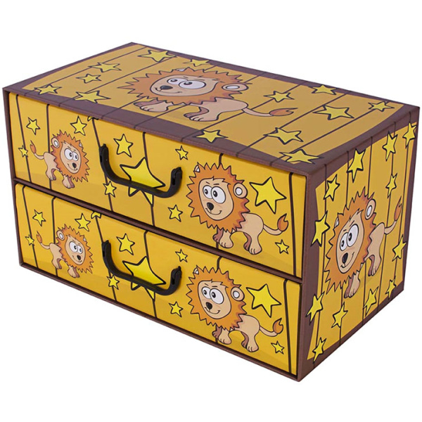 Pudełko kartonowe 2 szuflady poziome SAWANNA LEW - EAN: 8033695876317 - Dom>Przechowywanie>Pudełka kartonowe>Z szufladami